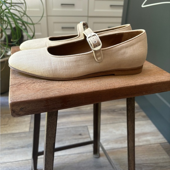 Le Monde Beryl Mary Jane Linen Flats Beige size 38 - Picture 8 of 9